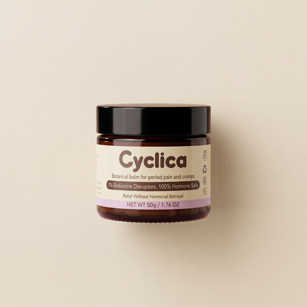 Cyclica Botanical Balm jar for period cramps, 50 g