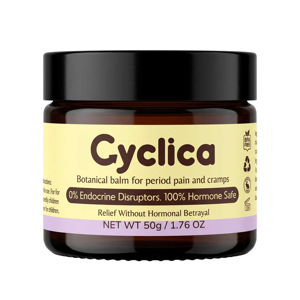 Cyclica botanical balm for period pain and cramps, 50g jar